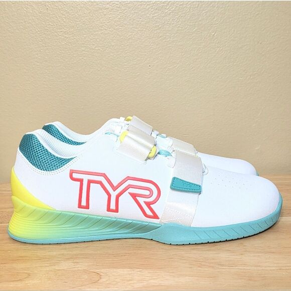 TYR L-1 Lifter Weightlifting Shoes White Turquoise Men's Size 9.5 Women's 11 - Picture 2 of 8